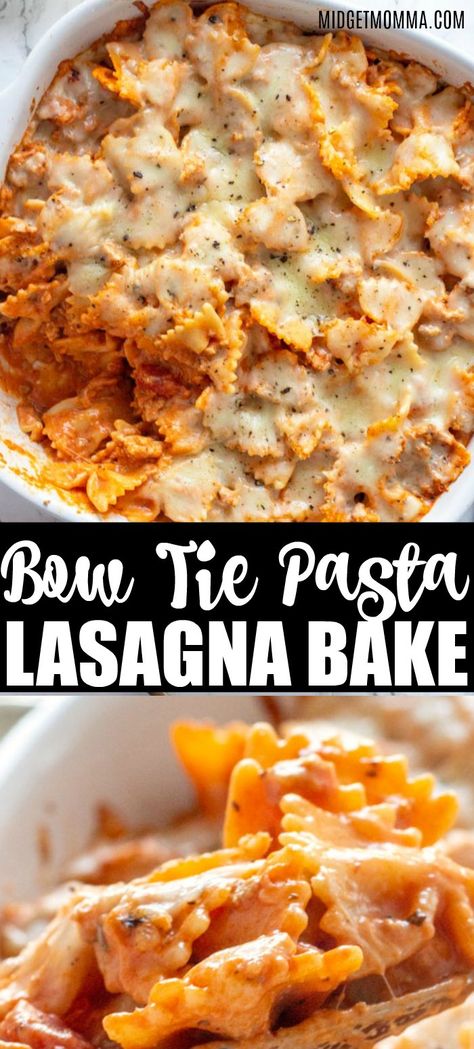 Lasagna Bake, Bow Tie Pasta, Easy Lasagna Recipe, Easy Pasta Dinner, Lasagna Pasta, Fast Dinner Recipes, Homemade Lasagna, Bowtie Pasta, Pasta Dinners