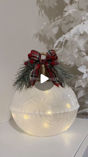 Rocio Ruiz on Instagram: "If you like big ornaments for Christmas 🎄 then try this beautiful and easy DIY you are going to love it 🤩 get all the materials at Dollar Tree  #christmastime  #christmasdecorations  #christmasdiy" Christmas Lantern Centerpieces Diy, Diy Christmas Ball Ornaments Ideas, Diy Large Xmas Ornaments, Diy Dollar Tree Christmas Bells, Diy Christmas Big Ball Ornaments, Big Balls On Christmas Tree, Dollar Tree Big Ornaments, Christmas Cloches Decor Ideas, Dollar Tree Crafts Christmas Ornaments