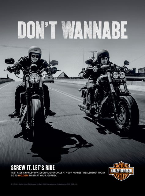 Our local creative work for the Harley-Davidson® 'Screw It, Let's Ride' campaign. Print Ad. Harley Davidson Ads, Small Lotus Tattoo, Motorcycle Ads, Harley Davidson Posters, Aqua Teen Hunger Force, Brand Archetypes, Aqua Teen, Ad Of The World, Motor Harley Davidson Cycles