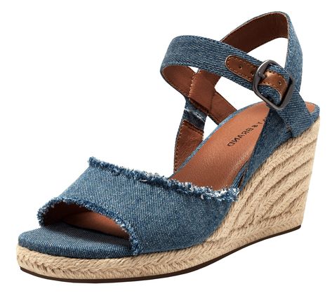 PRICES MAY VARY. Ripped and frayed, these wedge sandals are an upgrade to your favorite warm weather style. Platform measures approximately 0.5 inches Memory foam insole Canvas upper wedge Rubber sole Espadrille wedge. Rooted in rock 'n' roll with a signature sense of humor, Lucky Brand stands for independent thinking, individual style and a feeling as authentic as love. Friends since youth, creators Gene Montesano and Barry Perlman shipped the first order of Lucky Brand in 1990, and have been r Basic Shoes, Strappy Shoes, Sandal Platform, Espadrille Wedge, Sense Of Humor, Sandal Fashion, Wedge Espadrille, Wedge Sandal, Espadrilles Wedges