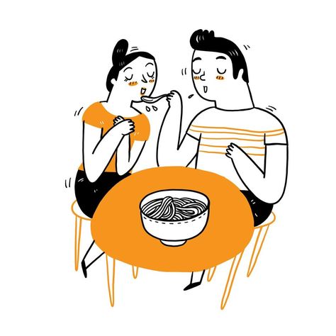 Couple Eating, Animal Illustration Kids, Cafe Logo, Borders For Paper, Couple Cartoon, Diy Birthday Gifts, Cartoon Illustration, Children Illustration, Animal Illustration