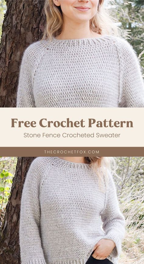 Crochet Wide Neck Sweater Pattern, Crochet Sweater With Collar Pattern Free, Crochet Sweater Top Down Free Pattern, Easy Crochet Raglan Sweater, Pullover Sweater Crochet Pattern Free, Free Crochet Raglan Sweater Patterns, Free Crochet Jumper Patterns For Women, Raglan Sweater Crochet Pattern Free, Shirt Crochet Patterns Free