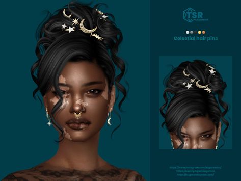 Sims 4 Prom Hair Cc, Sims 4 Celestial Cc, Sims 4 Hair Accessories Cc, Sims 4 Hair Accessories, Space Buns Hair, Fancy Updos, Celestial Hair, Fantasy Ball, Female Sims