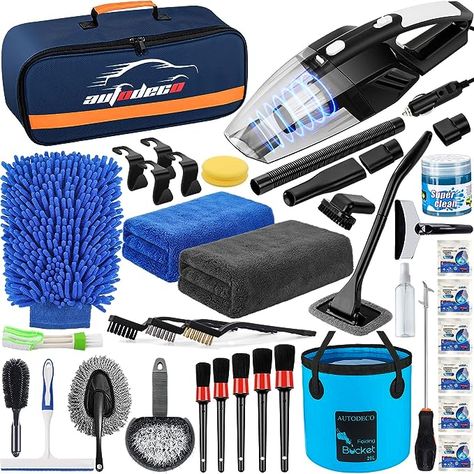 Car Detailing Kit, Collapsible Bucket, Car Cleaning Kit, Interior Detailing, Drill Brush, Vehicle Cleaning, Auto Detailing, Car Vacuum Cleaner, Car Vacuum