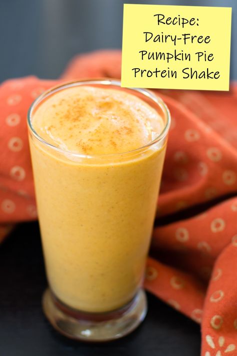 Dairy-Free Pumpkin Protein Shake Recipe Dairy Free Protein Shake, Paleo Pumpkin Smoothie, Pumpkin Pie Protein Shake, Pumpkin Protein Shake, Holiday Smoothies, Pumpkin Shake, Dairy Free Pumpkin Pie, Creamy Pumpkin Pie, Protein Shake Recipe