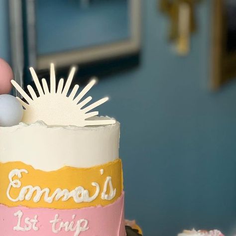 First Trip Around The Sun Cake, Sun Cake, First Trip Around The Sun, Cake Decorator, Cake Photography, Wilton Cakes, Year 1, Buttercream Cake, Big Time