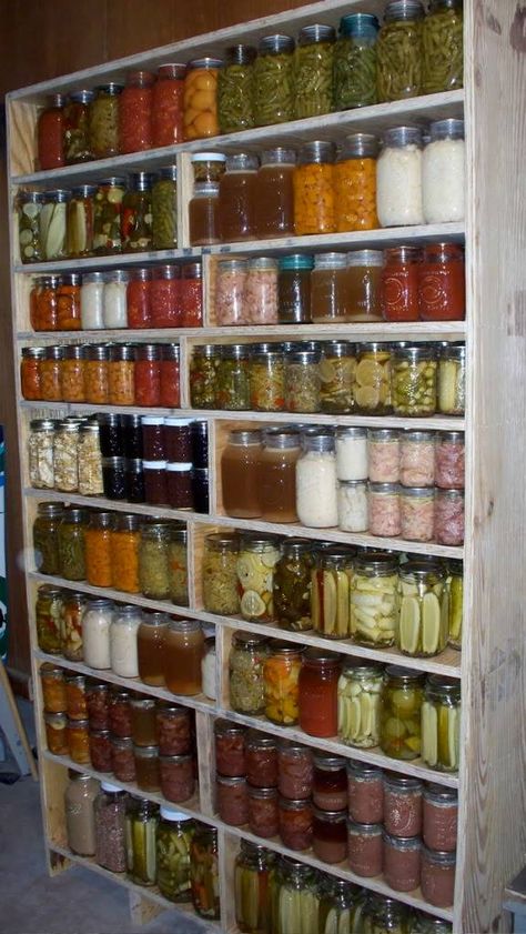 How To: Cabinet For Storing Canned Goods or Heavy Items - Survivalist Forum Storing Canned Goods, Canning Jar Storage, Canning Food Preservation, Canned Food Storage, Root Cellar, Canned Goods, Jar Storage, Home Canning, Pantry Shelf