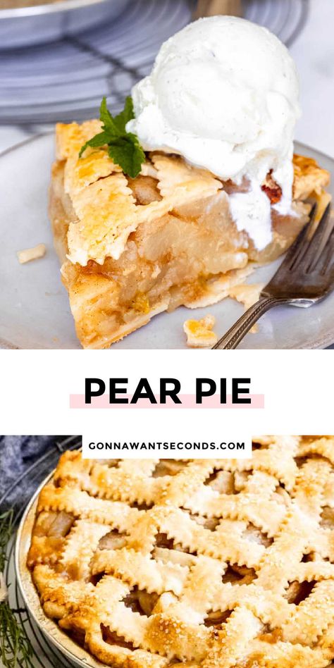 *NEW* Move over apple pie, my pear pie is a sweet and refreshing pie that has a cinnamon and nutmeg scented filling with a lemon zest zing! #pearpie #pie Pear Deserts Easy, Pear Desserts Easy Simple, Quick Pie Recipes, Recipes With Pears, Winter Pies, Fresh Pear Recipes, Pear Pie Filling, Pear Cheesecake, Pears Recipes