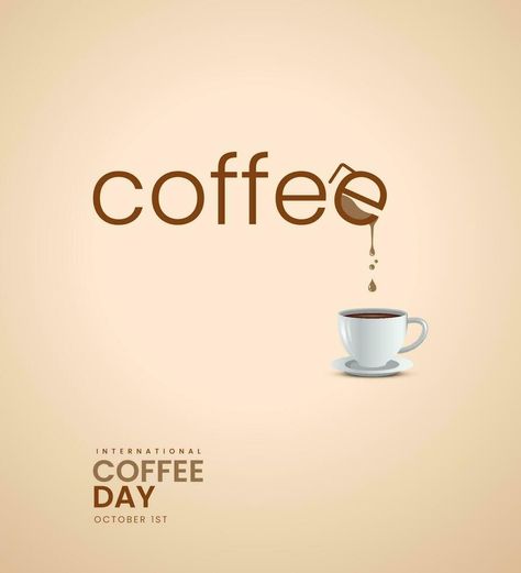 International coffee day. Creative coffee ads. 3D illustration Coffee International Day, International Coffee Day Creative Ads, Coffee Day Creative Ads, Coffee Poster Design Graphics, Coffee Creative Ads, Bakery Ads, World Coffee Day, Tea Ads, Happy International Coffee Day