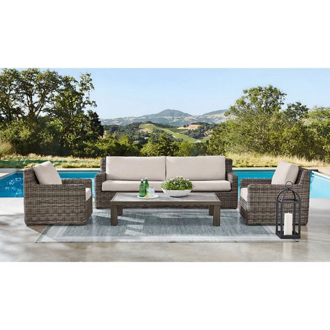 Member's Mark Halstead XL 4-Piece Seating Set - Sam's Club Deep Seating Patio Furniture, Tile Tables, Patio Seating Sets, Stylish Outdoor Furniture, Outdoor Seating Set, Patio Storage, Members Mark, Porcelain Tiles, Sam's Club