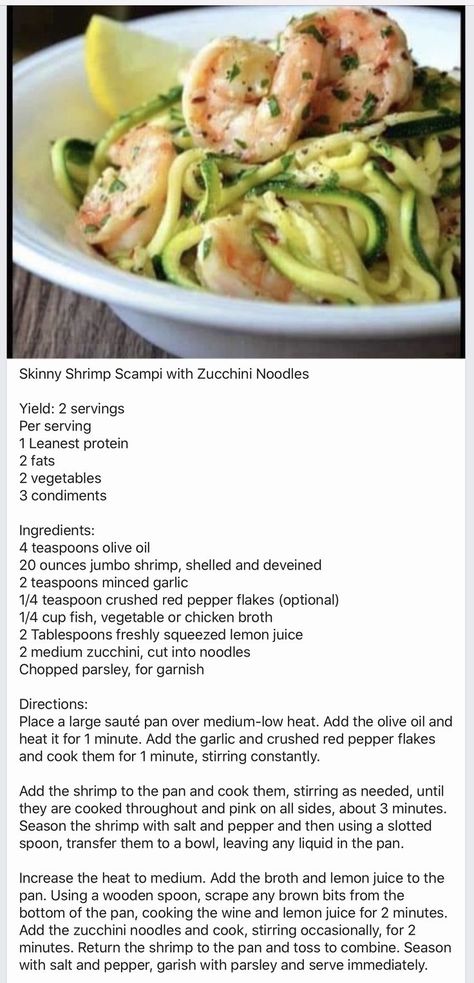 Zoodle Recipes Healthy, Lean Dinners, Shrimp Zucchini Noodles, Optavia Meals, Green Zucchini, Optavia Recipes, Zoodle Recipes, Lean And Green, Green Meals