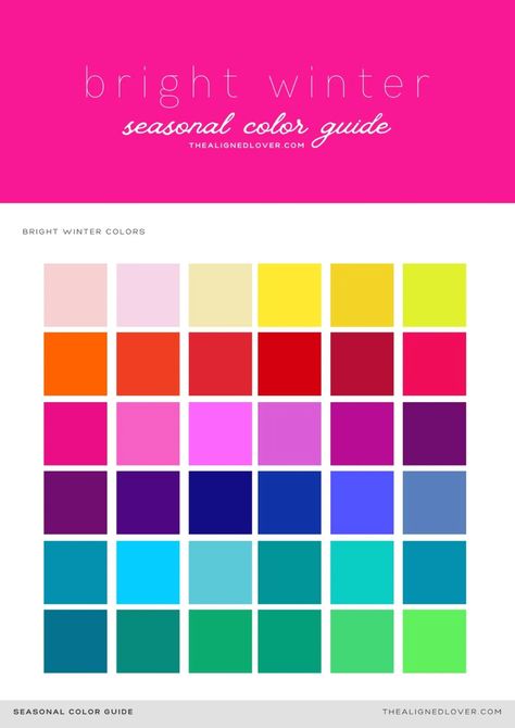 Guide to the Bright Winter Seasonal Color Palette | The Aligned Lover Winter Seasonal Color Palette, Bright Winter Color Palette, Iridescent Highlighter, Bright Winter Outfits, Winter Skin Tone, Seasonal Color Palette, Deep Winter Palette, Spring Bright, Winter Palette