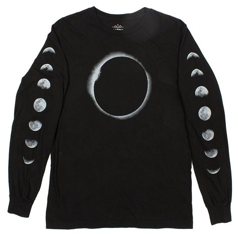 Altru Apparel Lunar Eclipse Long Sleeve T -Shirt | AmazonSmile Black Long Sleeve Shirt Men, Black And White Tees, White Tee Shirts, Total Eclipse, Black Graphic Tees, Black Long Sleeve Shirt, Lunar Eclipse, Making Shirts, Custom Tees