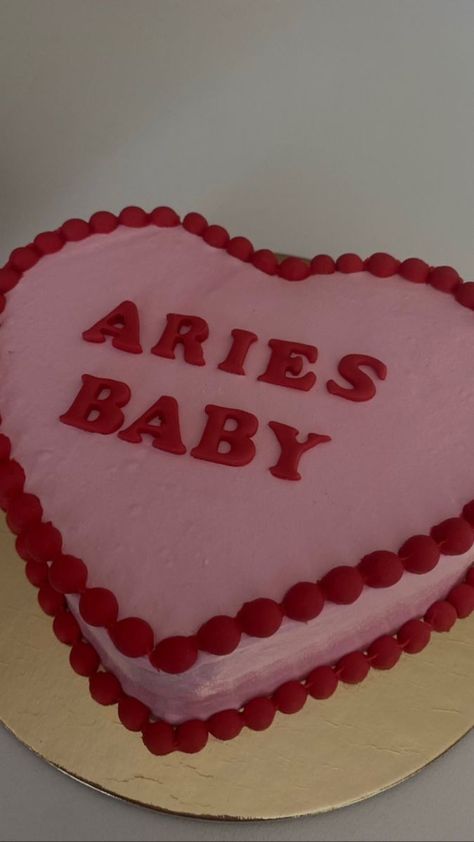 Cake Idea Aesthetic, Pink Aries Birthday Cake, Aries Pink Aesthetic, Aries Birthday Cake Aesthetic, Pink Aries Cake, Aires Birthday Cake, Aries Birthday Aesthetic, Aries Baby Cake Aesthetic, Cancerian Birthday Cake