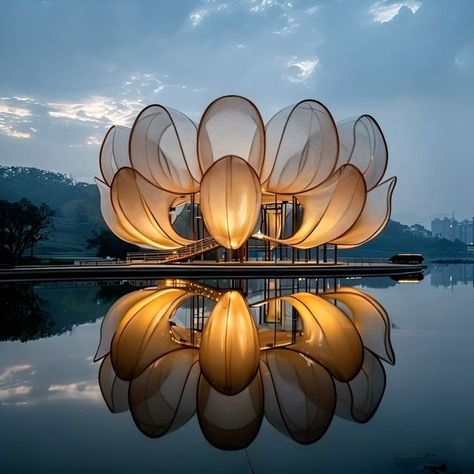 Pavilion On Water, Water Structure Architecture, Architectural Pavilion, Bamboo Art Installation, Oasis Hotel, Water Pavilion, Site Plan Design, Conceptual Model Architecture, Water Architecture