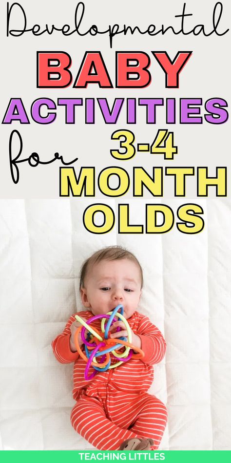 Here are several baby activities for your 3 to 4 month old. Playing with your baby will stimulate their senses & improve motor development, cognition, and language 4 Month Baby Activities, 4 Month Old Baby Activities, 3 Months Baby Activities, 6 Month Baby Activities, Fine Motor Play, Baby Development Activities, 4 Month Old Baby, 4 Month Baby, Baby Sensory Play