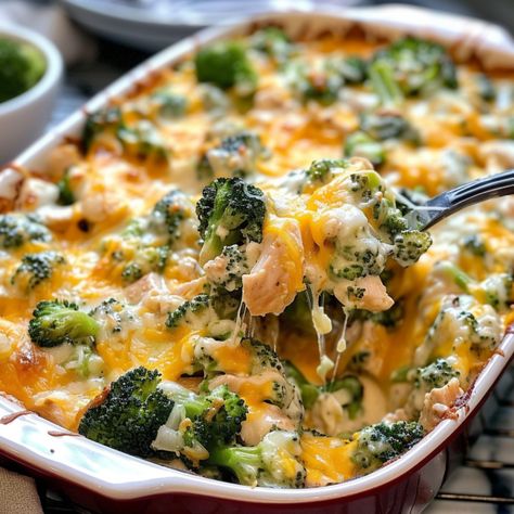 Chicken and Broccoli Cheesy Casserole. This dish is the perfect blend of tender chicken, crisp broccoli, and gooey cheese, all baked to golden perfection. It's an easy-to-make, crowd-pleasing meal that's Cracker Chicken Casserole, Chicken Cheese Casserole, Chicken Broccoli Cheese Casserole, Ritz Cracker Chicken Casserole, Cheesy Casserole Recipes, Chicken Broccoli Bake, Vegetable Casseroles, Ritz Cracker Chicken, Kfc Chicken Recipe