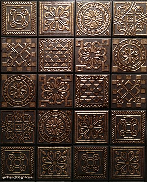 Luxurious Tiles, Portuguese Restaurant, Metal Embossing Art, Arsitektur Art Deco, Stick Tiles, Wall Panel Design, Luxury Tile, Clay Wall Art, Ceiling Tile