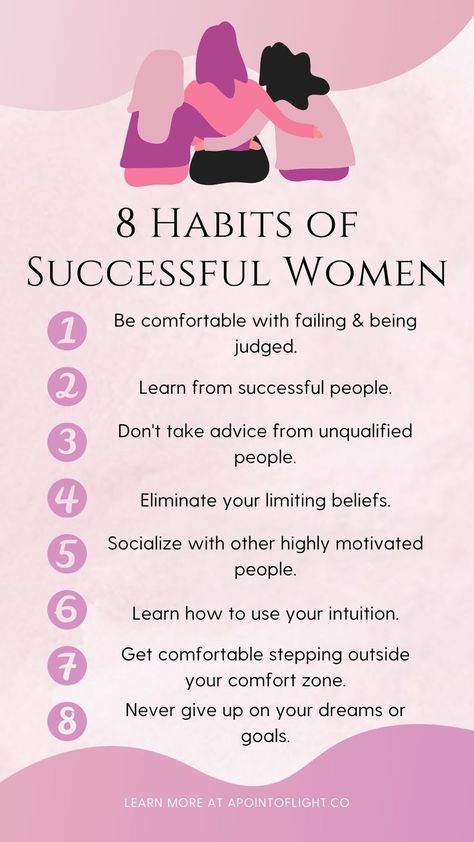 8 habits of successful women Habits Of Successful Women, Business Woman Quotes, Business Woman Successful, Success Habits, Positive Self Affirmations, Successful Women, Self Care Activities, Self Motivation, You Gave Up