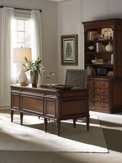 Bg Design, Home Office Furniture Sets, Lexington Home, Traditional Office, Richmond Hill, Lexington Furniture, Office Set, Executive Desk, Chestnut Brown