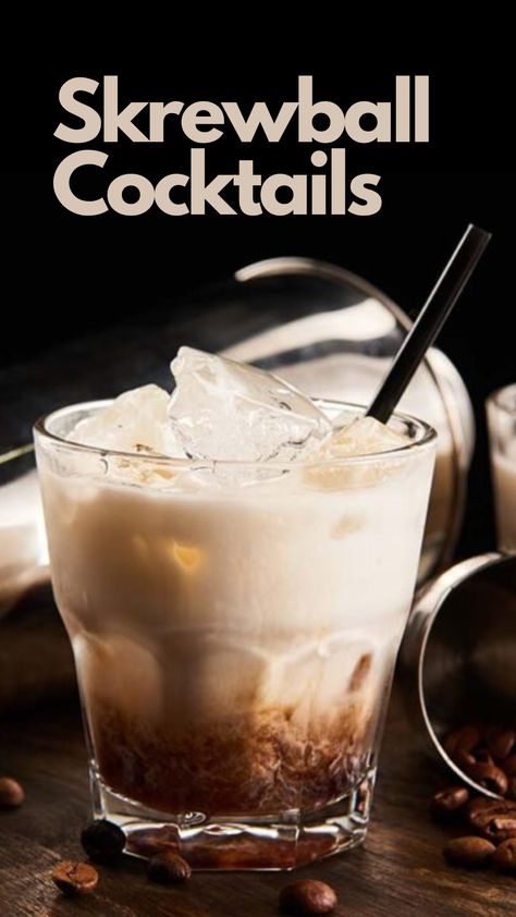 Skrewball Cocktails Skrewball Whiskey Rumchata, Skewball Recipes, Screwball Cocktail Recipe, Screwball Whiskey Shots, Bourbon Cream Cocktail Recipes, Screwball Drinks Recipes, Drinks With Skrewball Whiskey, Screwball Martini, Doughball Whiskey Recipes