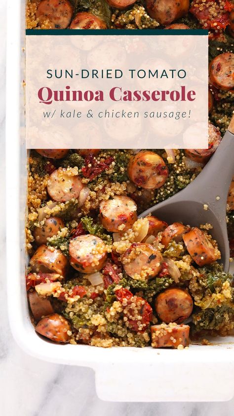 Quinoa Recipes Dinner Chicken, Chicken Sausage Dinner Ideas, Chicken Sausage Recipes Healthy, Sausage Quinoa, Healthy Sausage Recipes, Quinoa Casserole Recipes, Chicken Sausage Recipes, Quinoa Casserole, Sausage Dinner