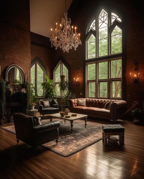 Gothic Revival Living Room, Gothic Revival Interior, Dark Medieval, Gothic Interior Design, Castle Architecture, Gothic Literature, Gothic Interior, Dark Home Decor, Gothic Revival