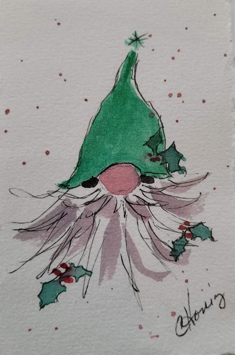 Water Colour Christmas Cards Ideas, Easy Watercolor Christmas Cards Diy, Christmas Watercolor Art, Easy Christmas Watercolor Cards, Easy Watercolor Christmas Cards, Watercolor Christmas Cards Diy, Painted Christmas Cards, Learn Watercolor Painting, Winter Watercolor