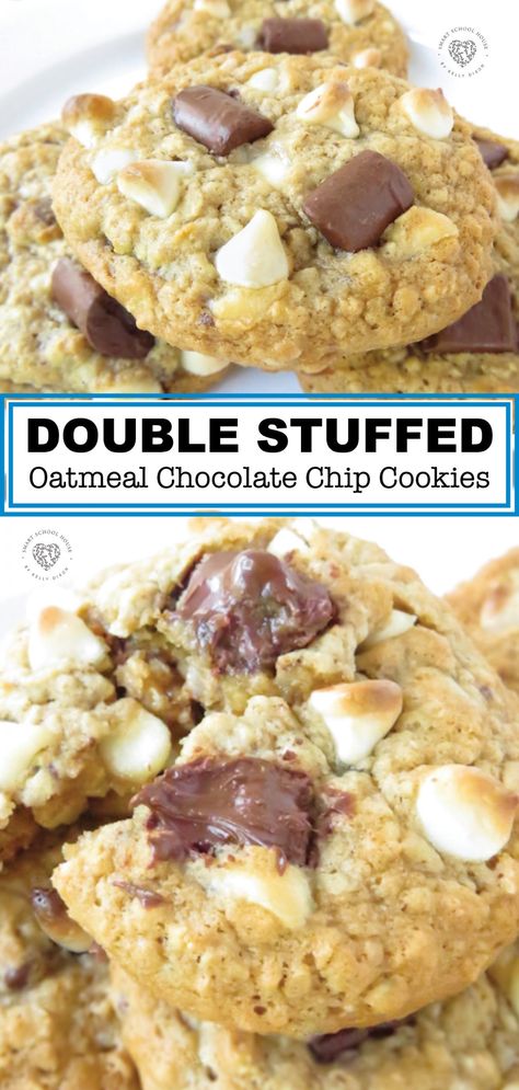 These delicious oatmeal chocolate chip cookies have JUST the right combination of crispy on the outside and chewy on the inside. They have the amazing flavor of chocolate, oatmeal, and butter. Incredible Desserts, Salted Caramel Pretzels, Chocolate Chip Oatmeal Cookies, Chocolate Chip Shortbread Cookies, Bread Loaves, Salted Caramel Mocha, Chocolate Homemade, Dessert Cookies, Homemade Chocolate Chips