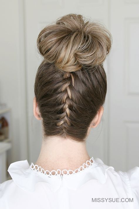 Braid High Bun, Upside Down French Braid, Bun Braid, French Braid Buns, Walter Boys, Running Hairstyles, Upside Down Braid, Chignon Updo, Missy Sue