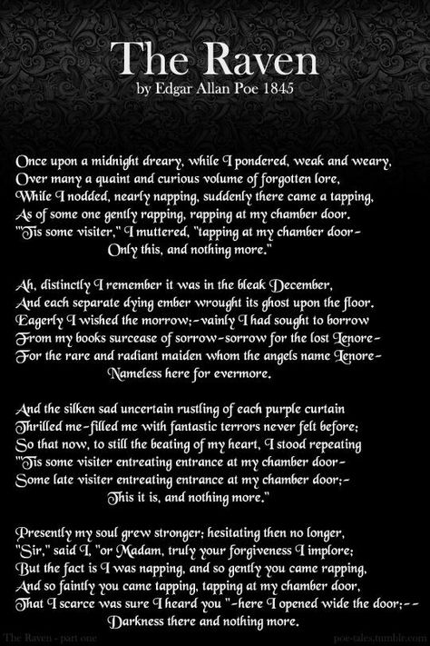 The Raven poem By Edgar Allen Poe Edgar Allen Poe Poems, Raven Poem, Edgar Allen Poe Quotes, The Raven Poem, Edgar Allan Poe Quote, Poe Quotes, Allen Poe, Edgar Allen Poe, Halloween Quotes