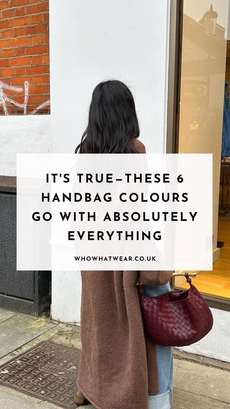 Winter Bags Outfit, Brown Bag Black Outfit, Black Shoes Brown Bag Outfit, Burgundy Bag Outfit Winter, Burgundy Bag Outfit Summer, Maroon Handbag Outfit, Black Outfit Brown Bag, Red Purse Fall Outfit, Outfits With Red Handbags