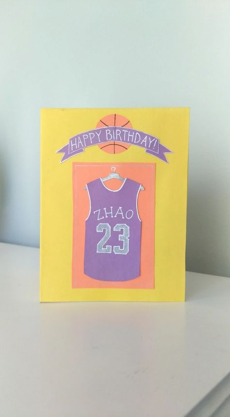 Birthday Cards Basketball Theme, Birthday Card Ideas Basketball, Basketball Birthday Cards Handmade, Basketball Cards Handmade, Basketball Birthday Cards, Christmas Draw, Teachers Day Card, Birthday Pins, Basketball Birthday