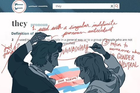 Denev ⚡️@ DTIYS ongoing! on Instagram: “my favorite article i’ve illustrated for was @ratkuku ‘s piece on the singular history of they/them pronouns :,) happy pride to nonbinary…” They Them Pronouns, Happy Pride, Photo 1, My Favorite, Writing, History, Reading, On Twitter, Memes