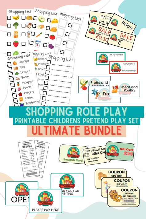 Transform your home or classroom layout into an interactive shopping experience with our role play Shopping printable! Engage preschoolers in hands-on learning with this fun and educational activity. Perfect for imaginative play in the classroom and home Shopping Printable, Role Play Shop, Dramatic Play Printables, Early Years Classroom, Grocery Supermarket, Classroom Layout, Kids Pretend Play, Play Shop, Hands On Learning