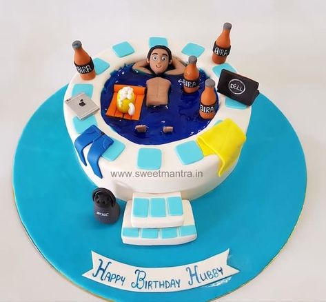 Cake Design For Husband Birthday, Cakes For Husband Birthday, Cake Designs For Husband Birthday, Cake Designs For Boyfriend, Cake For Husband Birthday, Husband Birthday Cake, Bira Beer, Pool Birthday Cakes, Birthday Dinner Menu