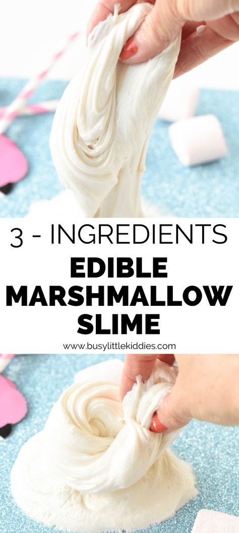 Marshmallow Slime Recipe, Marshmellow Slime, Edible Marshmallow Slime, Recipe With Marshmallows, Marshmallow Slime, Marshmallow Activities, Edible Slime Recipe, Marshmallow Crafts, Kids Sensory Play