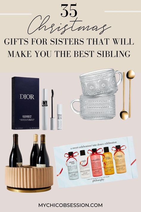 The struggle is real when it comes to finding Christmas gift ideas for a sister. It should be stylish and practical as the goal is to find the perfect gift that won’t end up in the return pile. Whether you have older sisters or younger sisters, I have combed through the internet to help you find the perfect present that will make you sister of the year! Christmas Presents For Sister, Christmas Gift Ideas For Sister, Gift Ideas For Sister, Cute Lipstick, Gift Guide For Him, The Struggle Is Real, Elegant Centerpieces, Skincare Gift Set, Elegant Frame