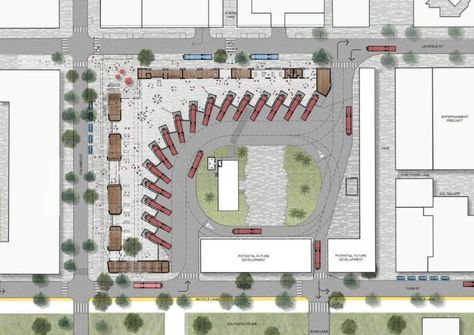 Plan layout of the new interchange (c/ CCDU) Bus Parking Design Plan, Parking Plan, Site Development Plan, Bus Stop Design, Terminal Bus, Building Design Plan, Parking Building, Plan Layout, Airport Design