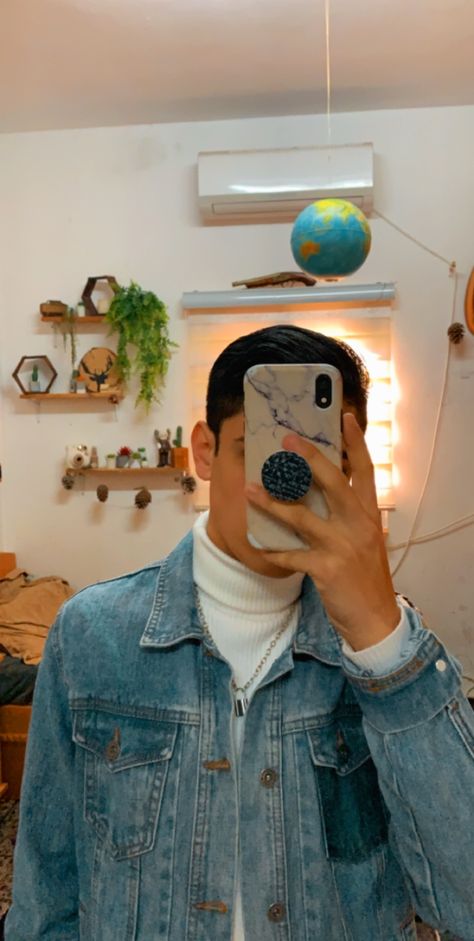 Denim jacket turtleneck men fashion style lock necklace aesthetic Turtle Neck Outfit Men Streetwear, Lock Necklace Aesthetic, Turtle Neck Tshirt Outfits, Future Streetwear, Turtle Neck Tshirt, Turtle Neck Outfit Men, Denim Outfit Men, Necklace Aesthetic, Turtleneck Outfit