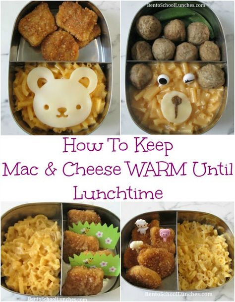 How To Keep Macaroni & Cheese Warm Till Lunctime. #lunchbox #macandcheese #hotlunch #schoollunch How To Keep Lunches Warm For Kids, Mac And Cheese School Lunch, Mac And Cheese Bento, How To Keep Food Warm For School Lunch, Mac And Cheese Lunch Box Ideas, Family Lunches, Bento Box Recipes, Kids Packed Lunch, Lunch Packing