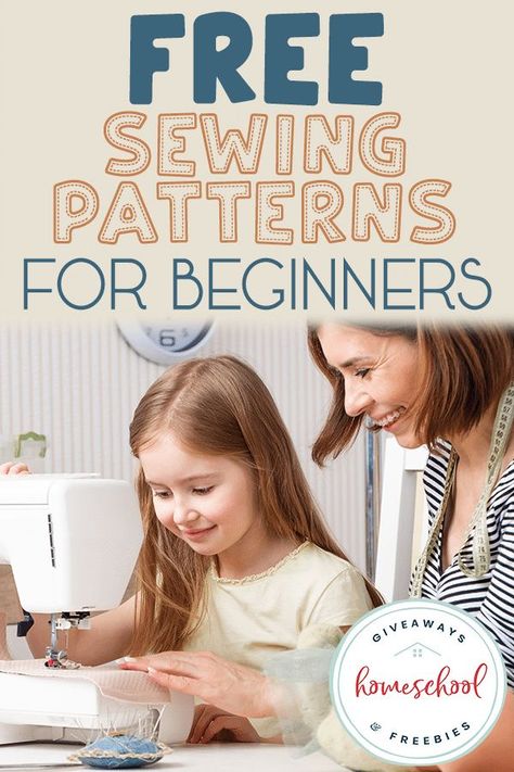 mom and daughter at sewing machine with overlay - FREE Sewing Patterns for Beginners Childrens Sewing Patterns Free, Sewing Patterns For Kids To Make, Beginning Sewing Patterns, Download Free Pdf Sewing Patterns For Kids, Easy Sewing Projects For Beginners Kids, Beginning Sewing Projects For Kids, Free Printable Sewing Patterns For Beginners, Beginner Sewing Projects Easy For Kids, Easy Free Sewing Patterns For Beginners