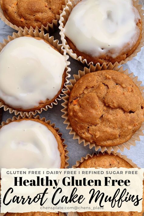 Your typical carrot cake may use a wide variety of ingredients. The most common are: white flour, refined cane sugar, and carrot (obviously.) So, I simply brought the fresh carrot with me and made a healthier version of carrot cake and turned them into healthy muffins. Carrot cake muffins are made with 1 to 1 gluten free baking flour, honey, and organic eggs. I personally would eat every ingredient in this recipe which is exactly why I love sharing this quick and easy recipe. Gluten Free Carrot Muffins, Gluten Free Carrot Cake Muffins, Dairy Free Carrot Cake, Carrot Cake Muffin Recipe, Healthy Carrot Cake Muffins, Sugar Free Carrot Cake, Sugar Free Muffins, Healthy Cream Cheese, Healthy Carrot Cake