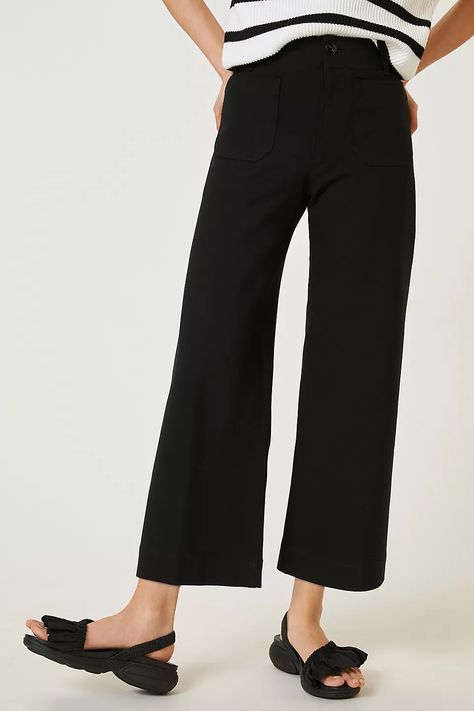 Maeve The Colette Ponte Pants | Anthropologie Designer Work Outfits Women, Womens Trousers Outfits, Spring Oufits, Comfortable Work Clothes, Ponte Pant, Cropped Wide Leg Trousers, High Waist Jeggings, Travel Clothes, Black Cropped Pants