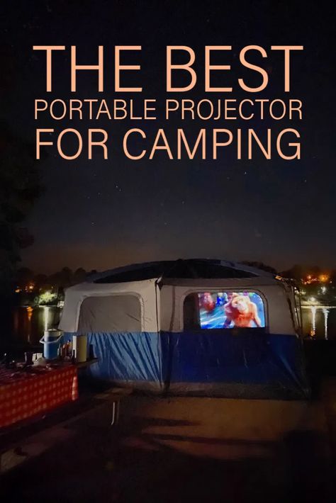 Portable Movie Screen Outdoor, Portable Movie Projector, Camping Projector Movie Nights, Camping Projector Screen, Tent Projector Movie Night, Camping Movie Night Projectors, Camping Movie Night, Camping Projector, Movie Projector Outdoor