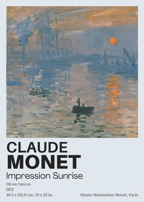 Light blue art poster print pantone paint card poster cute print for bedroom artsy print Impression Sunrise, Impressionism Monet, Famous Art Pieces, Famous Artists Paintings, Claude Monet Paintings, Sunrise Art, Monet Art, Monet Paintings, Art Deco Posters