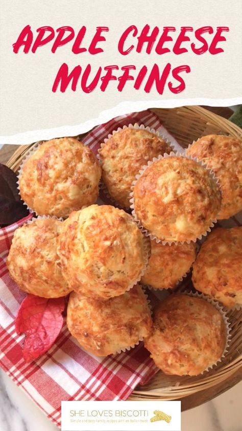 Combining a grated apple and cheddar creates the best recipe for cheese muffins! Great to serve with soups, chowders, stews or salads. Apple Cheese Muffins, Savory Dessert Recipes, Cottage Core Recipes, Cottagecore Cooking, Apple And Cheddar, Recipe With Apples, Apartment Meals, Cheddar Muffins, Apple Cheese