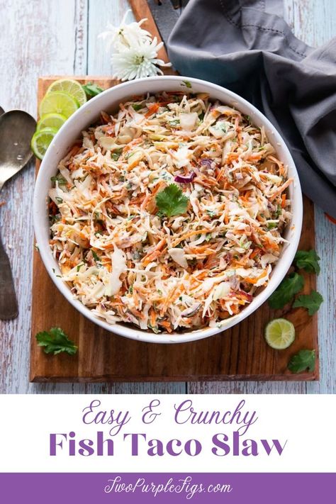 Fish Taco Slaw in a bowl. Fish Taco Slaw, Gourmet Sandwiches Recipes, Taco Slaw, Slaw For Fish Tacos, Beautiful Salad, Fish Taco, Meat Appetizers, Holiday Dessert Recipes, Slaw Recipes