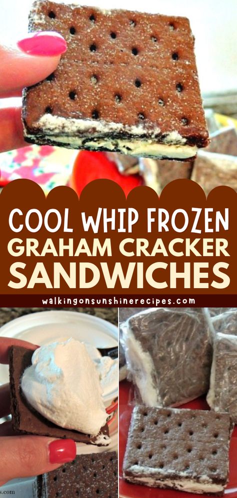 Graham Cracker Sandwich, Healthy Graham Crackers, Graham Cracker Treats, Frozen Sandwiches, Graham Cracker Snacks, Ww Deserts, Cracker Sandwiches, Graham Cracker Dessert, Cracker Dessert