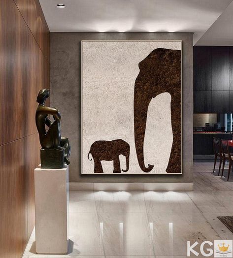 Elephant Painting Canvas, Hand Oil Painting, Beige Abstract Painting, Abstract Paintings On Canvas, Room Wall Painting, Painting Minimalist, Hand Oil, Picture Frame Decor, Painting Living Room